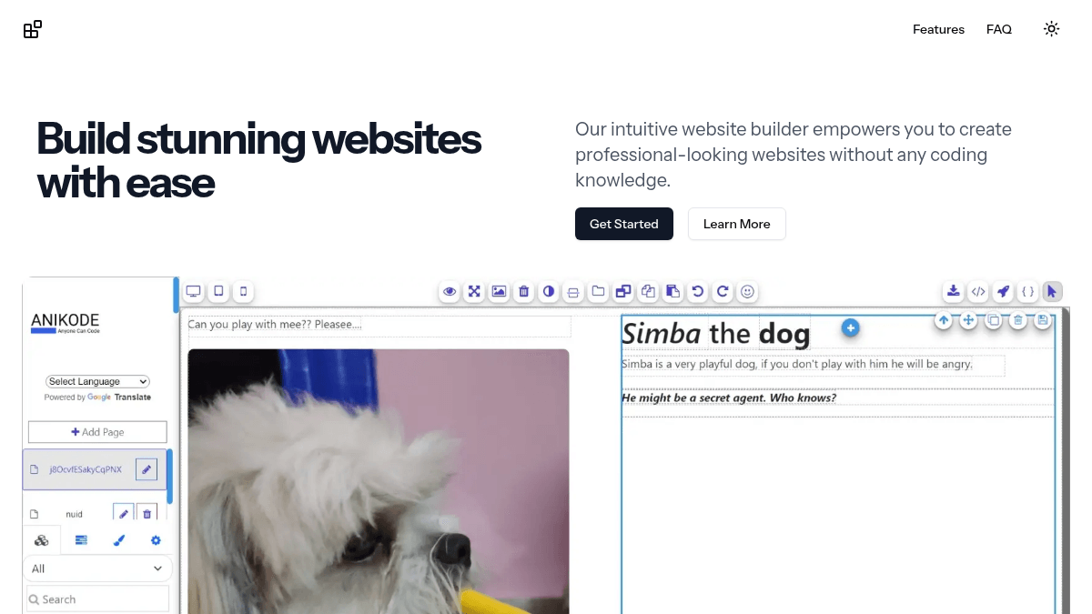 AniKode Website Builder